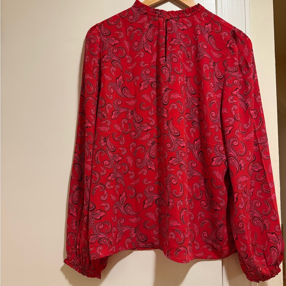 Ann Taylor Factory Vibrant Red Paisley Top